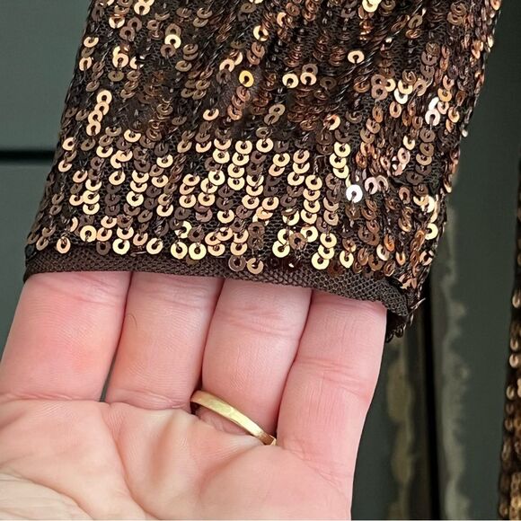 New Ramy Brook Copper Ombré Sequin Lila Dress, Long Sleeve Cocktail- Size 6 - Picture 8 of 15